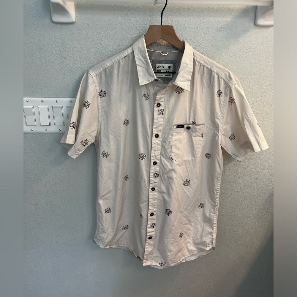 Mens Jetty marine supply company button down short sleeve shirt